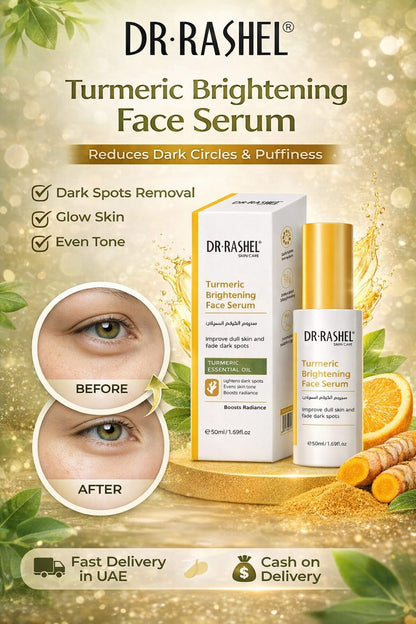 DR.RASHEL Turmeric Brightening Face Serum – Dark Spots Removal, Glowing Skin & Even Tone Care (50ml)