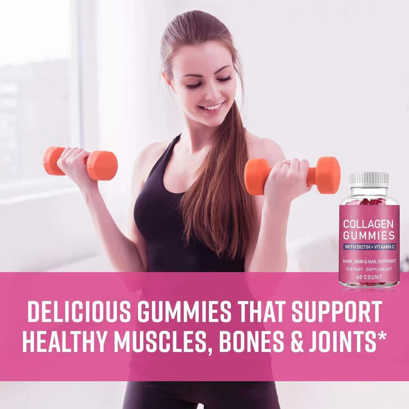 Collagen Gummies with Biotin + Vitamin C – Hair, Skin & Nail Support (60 Count)