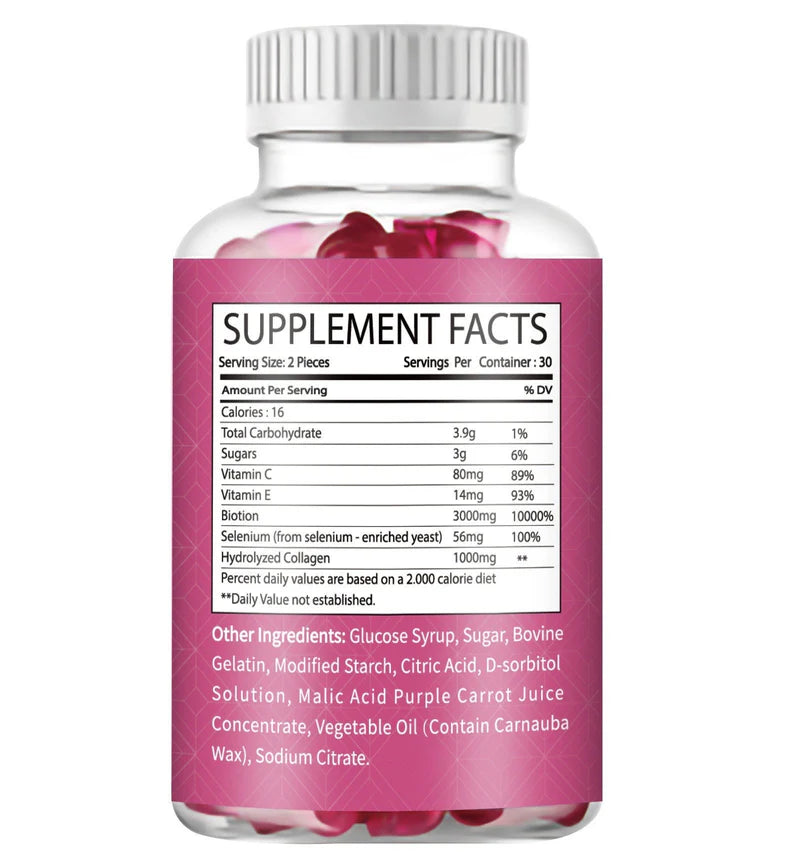 Collagen Gummies with Biotin + Vitamin C – Hair, Skin & Nail Support (60 Count)
