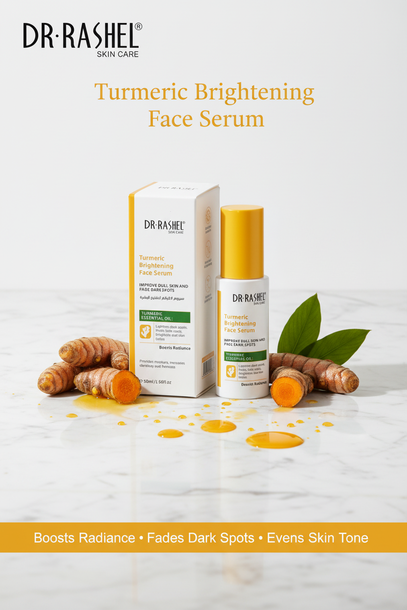 DR.RASHEL Turmeric Brightening Face Serum 50ml - Boosts Radiance, Fades Dark Spots, Evens Skin Tone