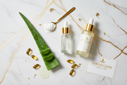 Vitamin C Serum Key Ingredients Flat Lay
